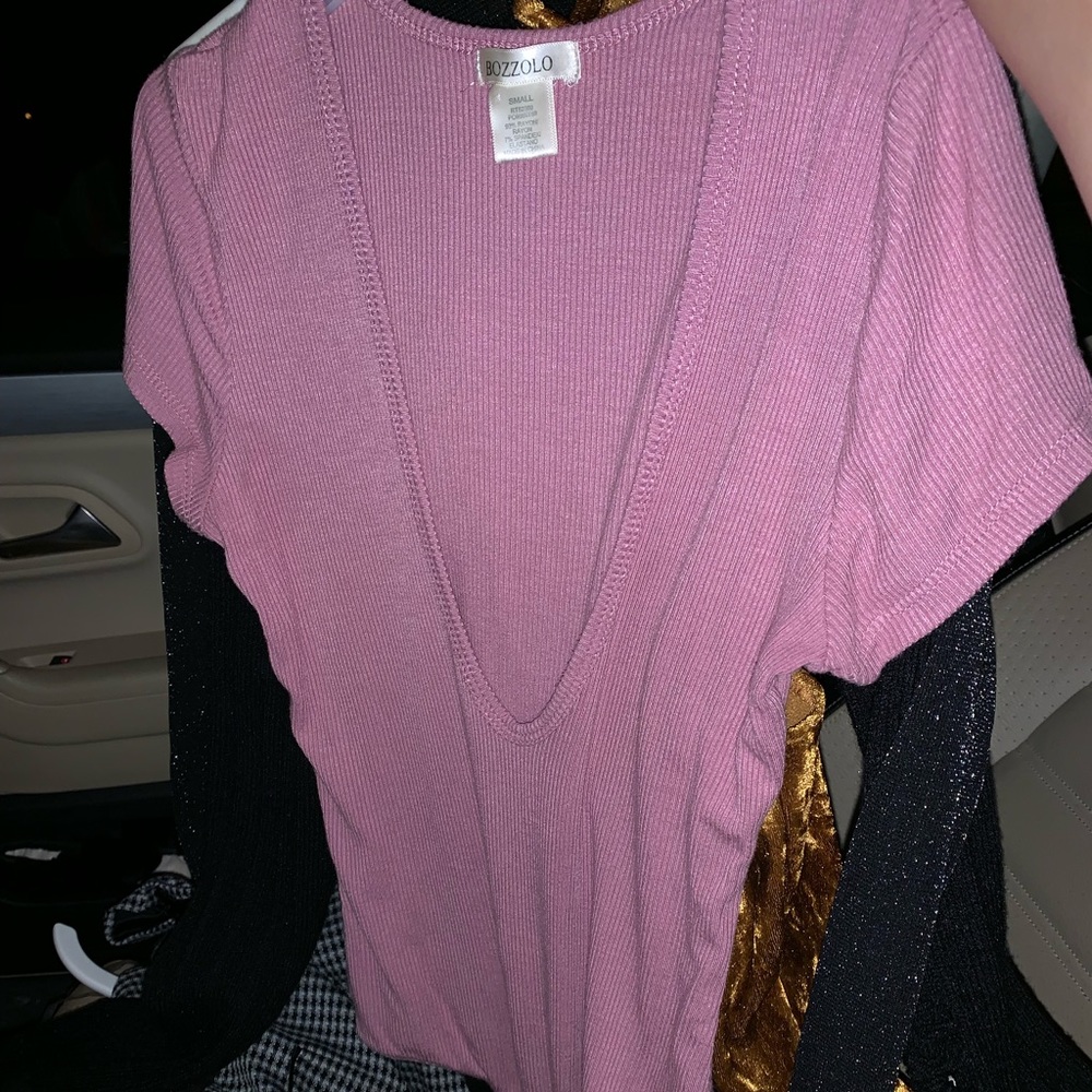 Plunging purple bodysuit